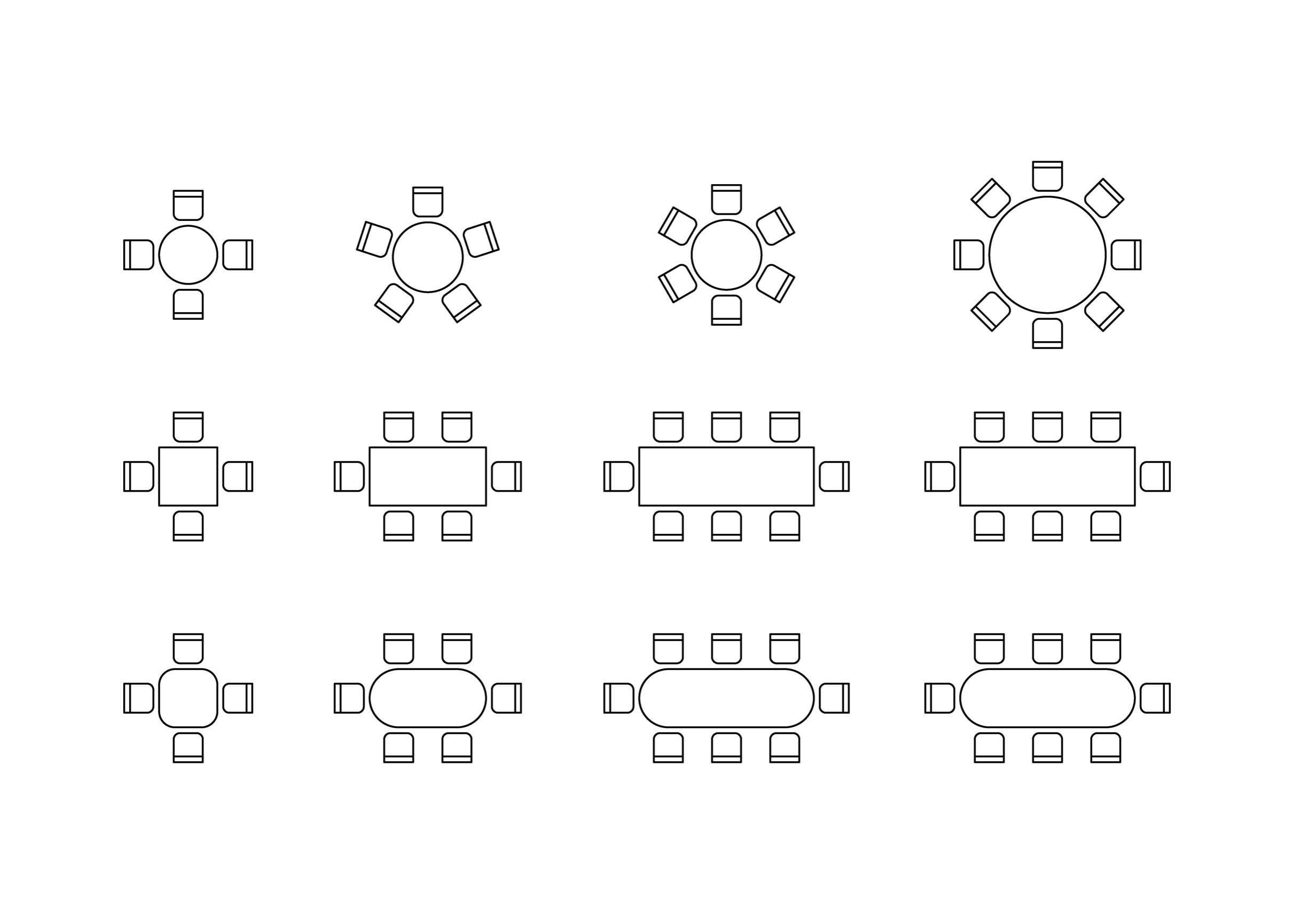 Seating diagram of potential seating arrangements for training